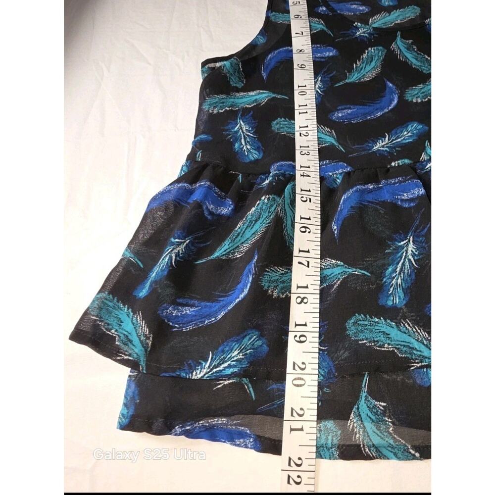 Kirra Womans Small Top Feathers Blue Green Summer Boho Sheer Layering - Picture 3 of 6